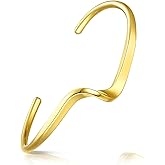 RIMAYZI 14K Gold Plated Cuff Bracelet for Women Bracelet, Gold Bangle Bracelet, Adjustable Gift (Gold)