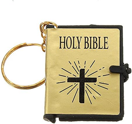 Mini Holy Bible Key Chain in Gold with Actual Bible Text Pages
