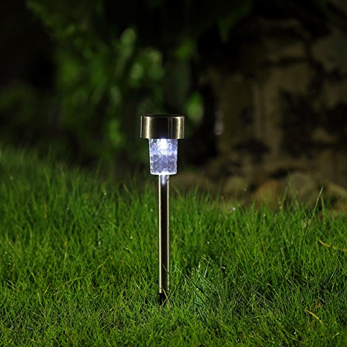 image for Twinkle Star 12 Pcs Solar Pathway Lights Stainless Steel Solar Garden 