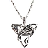 NIGHTCRUZ Celtic Knot Trinity Necklace, Good Luck Irish Pendant with Celtic Knot Moon Cat, Wiccan Necklace for Women