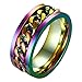 ALEXTINA Men's Women's 8MM Rainbow Stainless Steel Chain Spinner Ring Wedding Band Size 10