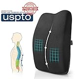 Mkicesky Lumbar Support Pillow for Office Chair, Car & Chair, 100% Pure Memory Foam Back Cushion, Full Posture Corrector Relief Lower Back Pain, Black