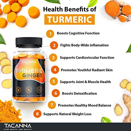 Tacanna Turmeric Ginger Gummies [2 Pack] Total 120 Count Curcumin