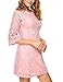 Zeagoo Women's 3/4 Flare Sleeve Floral Lace Elegant A-Line Cocktail Party Mini Dress