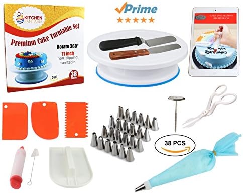Cake Decorating Supplies Tools Kit - 38 Pcs Premium Baking Tools Set including Rotating Cake Stand Turntable, Icing Tips, Cake Decorating Bags and More Accessories - Cake Decorating Kit for Beginners