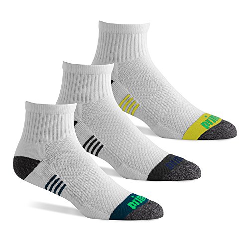 Prince Men's Performance Plus Quarter, White Assortment, Sock Size: 10-13/Shoe Size:9-11
