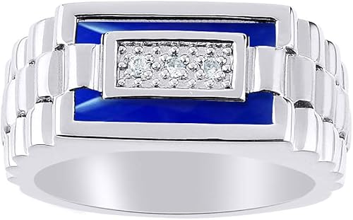 Mens Diamond Onyx Ring Set In Sterling Silver Blue Onyx Agate Quartz Special Cut For This Ring Designer Style Amazon Com