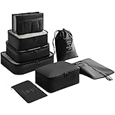 SUMINGGO Packing Cubes for Travel - 8 PCS Compression Packing Organizers Set, Water-Resistant Luggage Organizers with Laundry Bag for Suitcase, Travel Bags Organizer for Efficient Packing (Black)