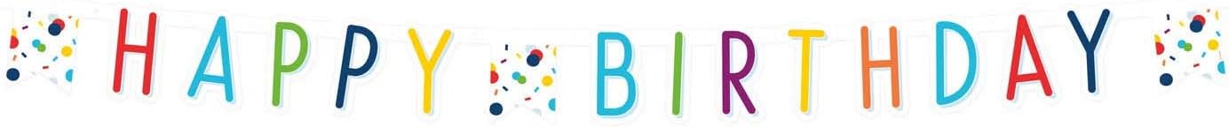 (PKT) 1 Confetti Birthday Happy Birthday Letter Banner 1.8m x 14cm, Letter Banners