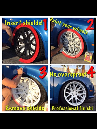 Plasti Shields - Reusable Wheel Paint Shields - Mask Your Wheels in 30 Seconds - 92 Textured Cards for 4 Wheels at a Time