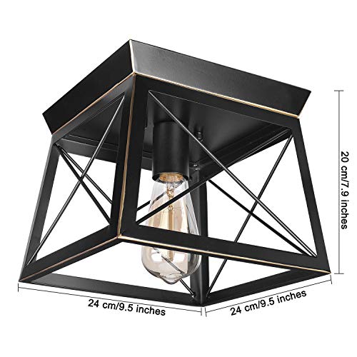 HMVPL Industrial Pendant Lighting Fixtures,Farmhouse Flush Mount Close to Ceiling Light Mini Ceiling Lamp One-Light for Kitchen Island Dining Room Bedroom Foyer Hallway