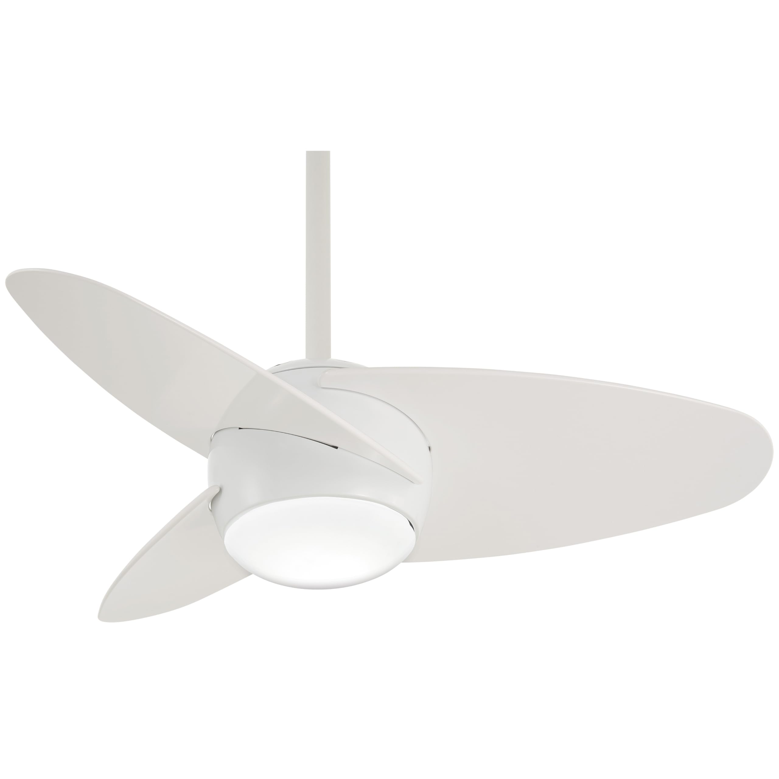 Photo 1 of Minka-Aire F410L-WH Slant 36 Inch Ceiling Fan with DC Motor and Integrated 18W LED Light Kit in White Finish