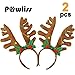 Christmas Headband Reindeer Antler Plush Cute Hair Accessory for Christmas Holiday Party 2 Pack