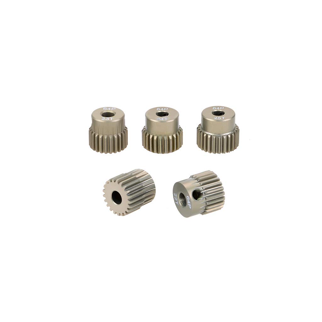 DollaTek 5PCS 64DP 21T 22T 23T 24T 25T Pinion Motor Gear Combo Set for 1/10 Rc Car Brushed Brushless Motor