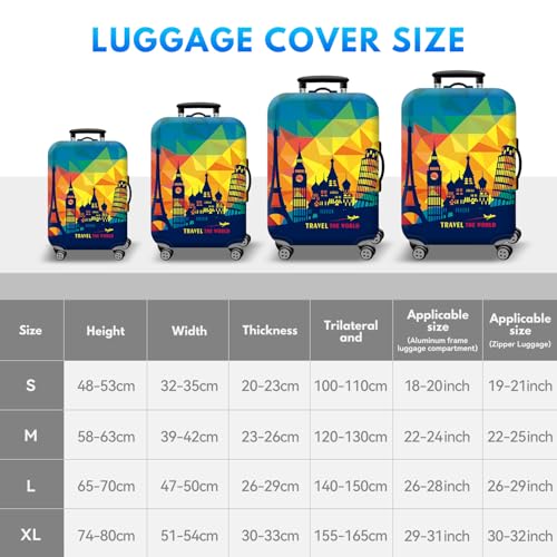 T Tersely Travel Luggage Cover Spandex Suitcase Protector Washable Baggage Covers (for 48cm/18"-80cm/30" luggage) Premium Elasticated Luggage Protector -Go Travel (H532, XL（74cm/29"-80cm/30"）)