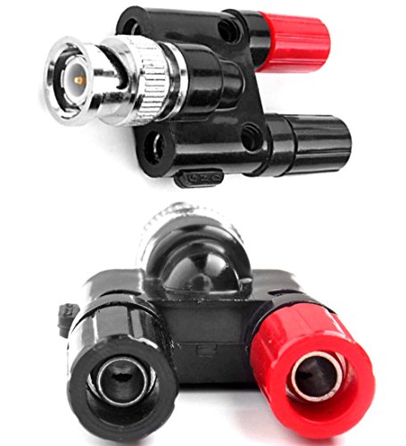 CESS BNC Male Plug to 2X 4mm Dual Banana Female Jack Socket Binding Post RF Coax Coaxial Splitter Connector Adapter Adaptor (jcx) (2 Pack) - Thumbnail 2