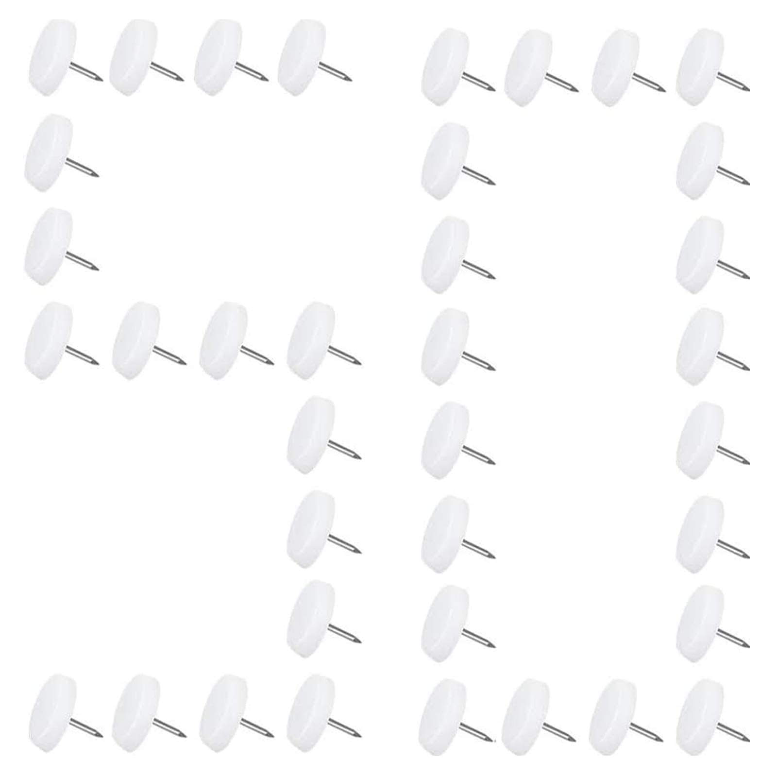 Luabue 50Pcs Chair Leg Floor Protectors 20mm Furniture Pads Nails On Furniture Feet White Nylon Floor Protector Pads for Hard Surface Carpet Outdoor Furniture Wooden Sofa Desk Table Leg Stools Feet