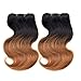 Emmet Brazilian Hair Extension Ombre Color Virgin Hair Can be Dyed and Permed Body Wave Easy Installing&Sewing 8Inch Short Size 100% Human Hair Weave 2PCS/Lot 50g/Piece, with Hair Care Ebook (1B#/30#)