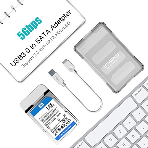 ineo Tool-less 2.5" USB3.0 Rugged Waterproof & Shockproof IP66 External Hard Drive Enclosure for 2.5 inch 9.5mm & 7mm SATA HDD SSD (MIL-STD 810 Certified) [T2571]