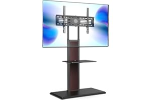 FITUEYES TV Floor Stand for 32-75 inch, Universal Swivel TV Stand,Tall TV Stand with Concealed Storage,Double Column Adjustab