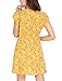 Allegra K Women's Boho Crossover V Neck Petal Sleeves Belted Floral Flowy Dress Large Yellow