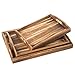 MyGift Set of 3 Torched Wood Rectangular Nesting Breakfast, Coffee Table/Butler Serving Trays, Dark Brown