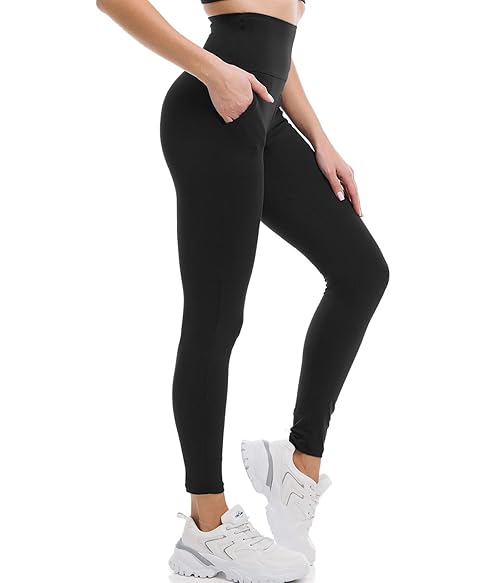 Ipletix Leggings with Pockets for Women, High Waisted Leggings Buttery Soft Non See Through Workout Yoga Pants Black