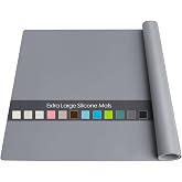 Extra Large Silicone Table Mat, Genuine Food-Grade Silicone Mat for Crafts Kids Dinner Placemat Desk Countertop Waterproof Protector Heat Insulation Kitchen Pastry Rolling Dough Pad (Dark Gray)