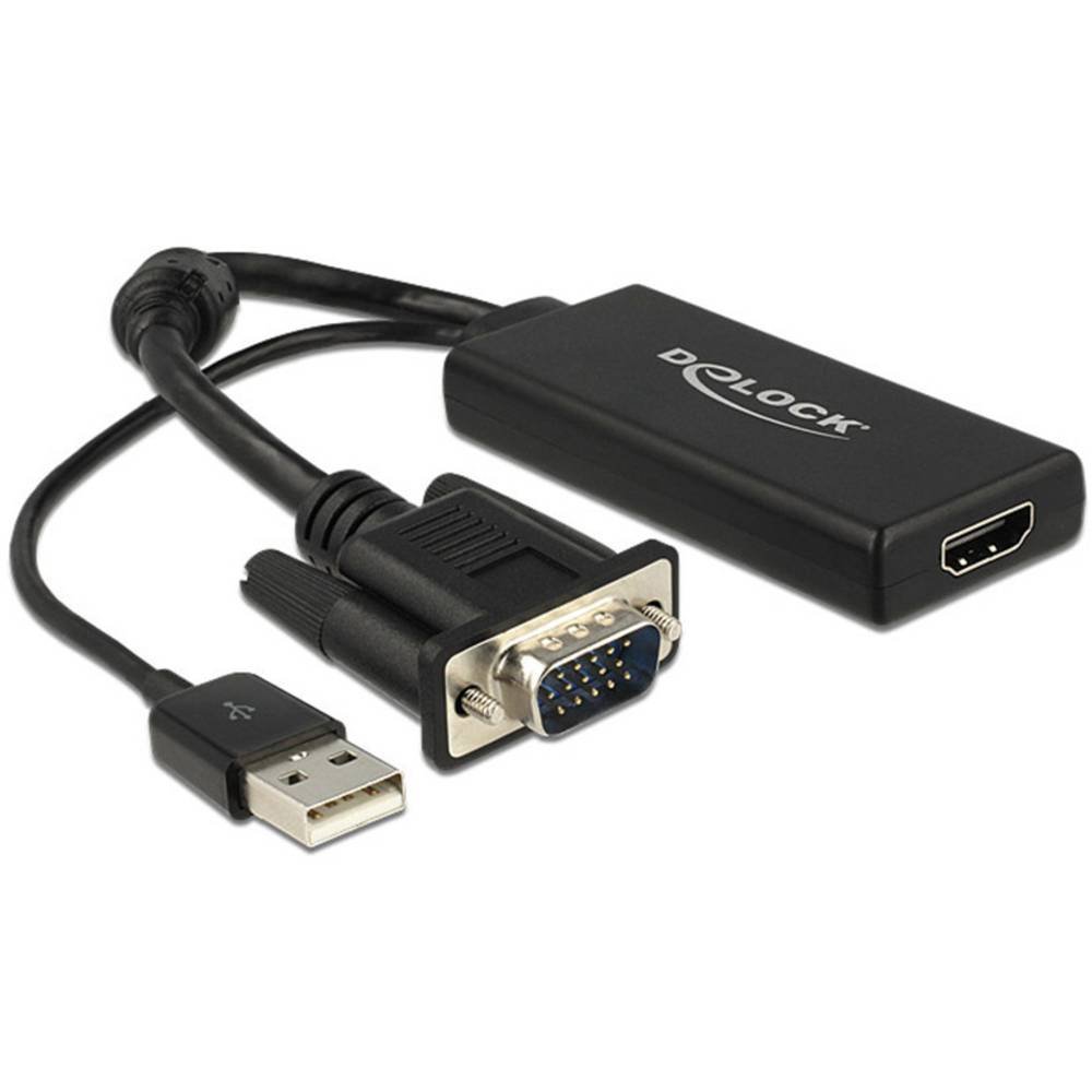 DeLock Adaptor VGA + Audio to HDMI with Cable Black