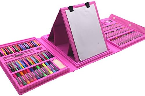 GUAZY Children's Colour Pen Brush Drawing Board Painting Set,208 Pieces (Pink)