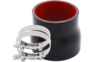 TuoLauthon Straight ID 3 to 3.5 inch Black Silicone Reducer Coupler with 2 T-Bolt Clamps 4 Layers of Polyester Reinforcement Suitable High Level Turbo Pipe