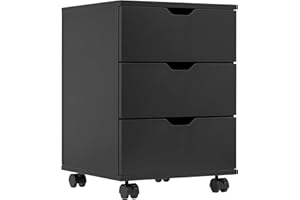 Farini Mobile File Cabinet for Home Office, 3 Drawer Chest Wood, Drawers Unit for Under Desk, Storage Drawers Cabinet Black