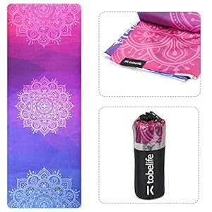 tobelife Yoga Towel,Ideal Fast Drying nd Absorbent Towels for Camping Elastic Loop,Non Slip Hot Yoga Towel for Pilate Fitness