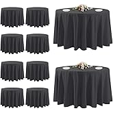 10 Pack Black Round Tablecloths, 120 Inch Stain Resistant and Wrinkle Polyester Fabric Washable Table Clothes Cover for Kitchen Dining, Wedding, Reception Banquet, Birthday Party, Buffet Restaurant