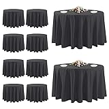10 Pack Black Round Tablecloths, 120 Inch Stain