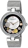 Akribos XXIV Women's AK881SSB Round White Mother of Pearl, Black, Silver, and Gold Dial Three Hand Quartz Bracelet Watch