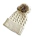 Women's Winter Fleece Lined Cable Knitted Pom Pom Beanie Hat