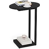 Hosfais Small Side Table End Table, C-Shaped Wood Coffee Table TV Tray for Eating Couch Tables for Small Space, Living Room (