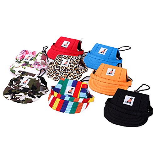 YJYdada Dog Hat Dog Hat with Ear Holes Summer Canvas Baseball Cap for Small Pet Dog Outdoor (M, Orange)