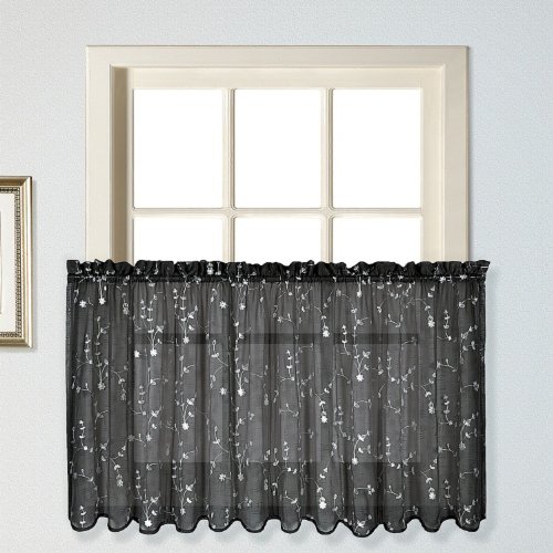 United Curtain Savannah Kitchen Tiers, 51 by 36-Inch, Black, Set of 2