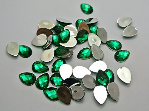 250 High Quality Resin Flat back Teardrop / Pear Rhinestones 8mm*5mm (Green Teardrop)