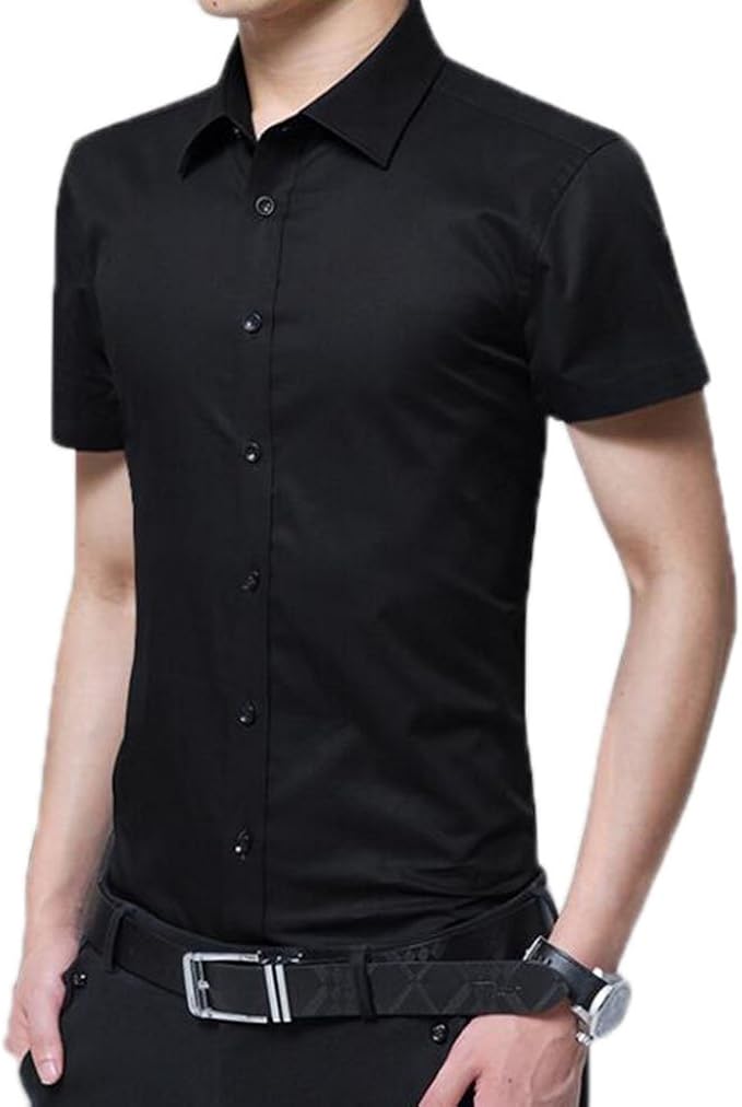 Keephen Mens Classic Short Sleeve Easy Care Formal Slim Fit Shirts