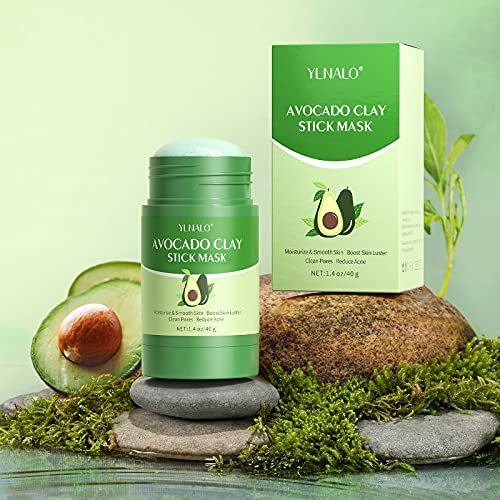 Clay Stick Mask for Blackheads Remover and Pores, Purifying Clay Stick Mask Avocado Dead Sea Mud Mask with Gua Sha Tool, Facial Mask Moisturizes, Improve Skin Dullness, Oil Control and Anti-Acne