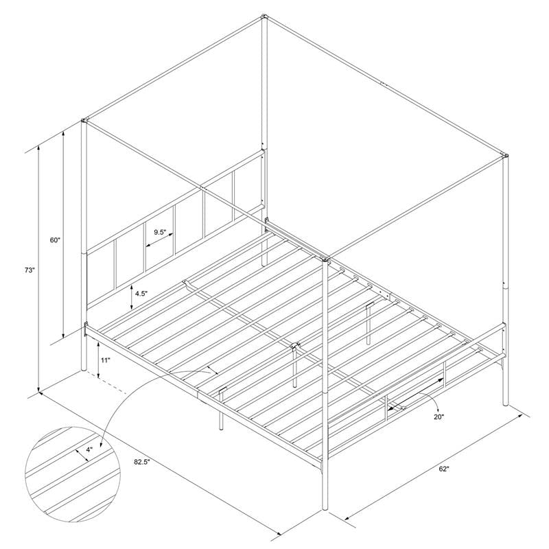 Novogratz Marion Canopy Bed Frame, Gold, Queen Pricepulse