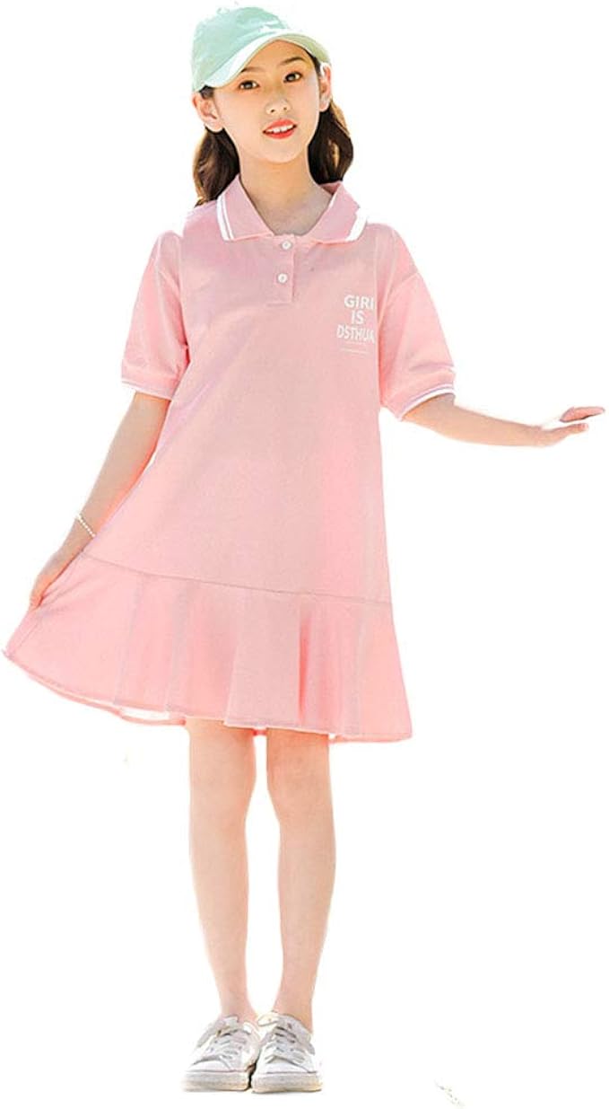 Amazon Ohimawari おひまわり ポロシャツ ワンピース 子供 女の子 夏服 半袖 吸汗速乾 キッズ服 ポロドレス スポーツウェア テニスウェア ジュニア ガールズ 綿 ワンピース チュニック 通販
