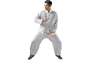 KSUA Mens Martial Arts Uniform Kung Fu Clothing for Martial Arts Chinese Casual Long Sleeve Cotton Linen Yoga Top