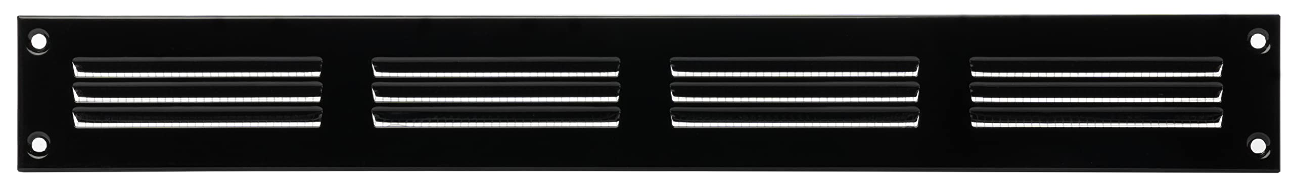 LIRAST 400x50mm Vent Cover Black - 16x2 inch Wall Vent Cover with Insect Mesh - Ceiling Soffit Vents - External Vent Cover - Metal Ventilation Grilles - Air Vent Covers for Walls