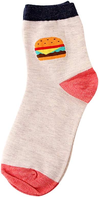 Floralby Lovely Food Pizza Hamburger Ice Cream Women Ankle Socks Cotton Breathable Casual Socks