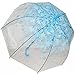 Kung Fu Smith Women Half Automatic Clear Flower Bubble Dome Shape Wind Stick Rain Umbrella, Blue