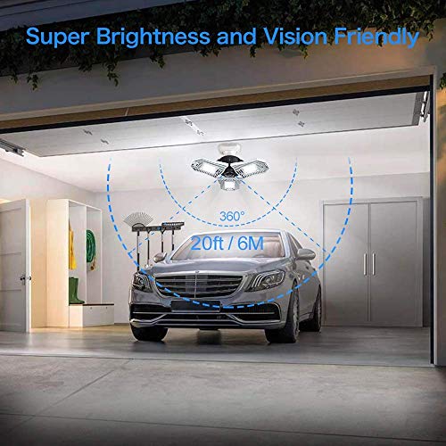 2-Pack Garage Lighting Led Adjustable Light 60W Tribright Garage Light 6000Lumens Triple Glow Led Garage Lights Deformable Lamp CRI80 6000K Shop Light for Garage Basement (No Motion Sensor) - Thumbnail 3